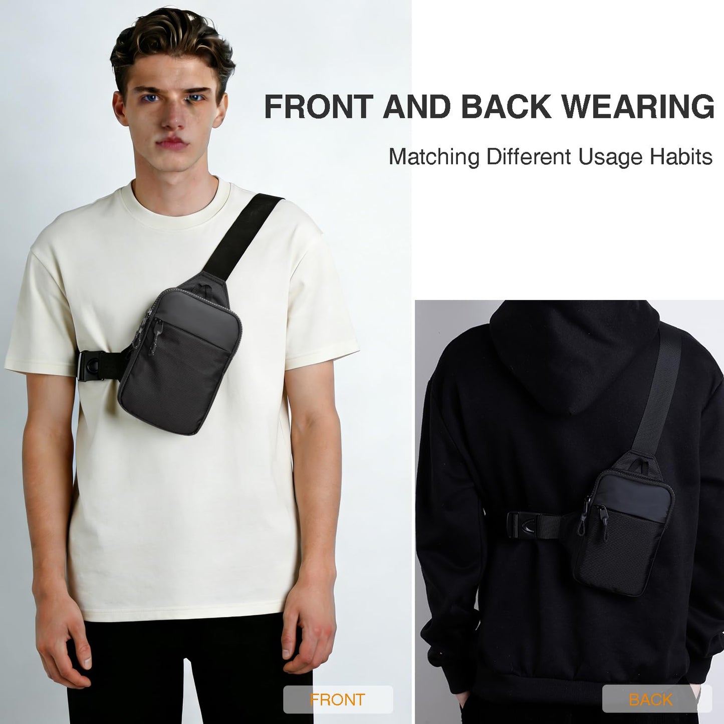 higouta Mini Sling Bag for Men Women, Small Crossbody Casual Utility Chest Phone Bag for Travel Workout