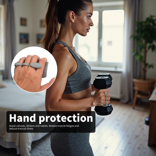 lezecur 1 Pairs Weight Lifting Grips for Men/Women - Anti-Slip Rubber Gym Grips for Deadlifts, Pull-Ups, Dumbbell, Barbell - Palm Protection Workout Gloves for Bodybuilding, Crossfit (Grey)
