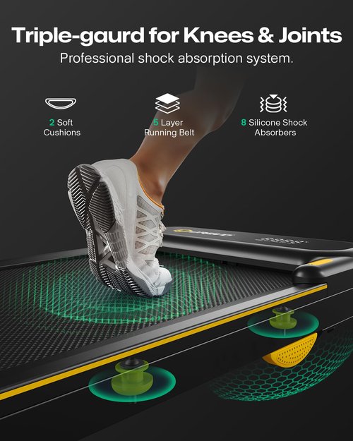 UREVO Smart 2-in-1 Folding Treadmill, Compact Walking Pad with Safety Handle, Plug and Play, Dual LED Display, Workout APP, Walking or Running for Home Office, Remote Included