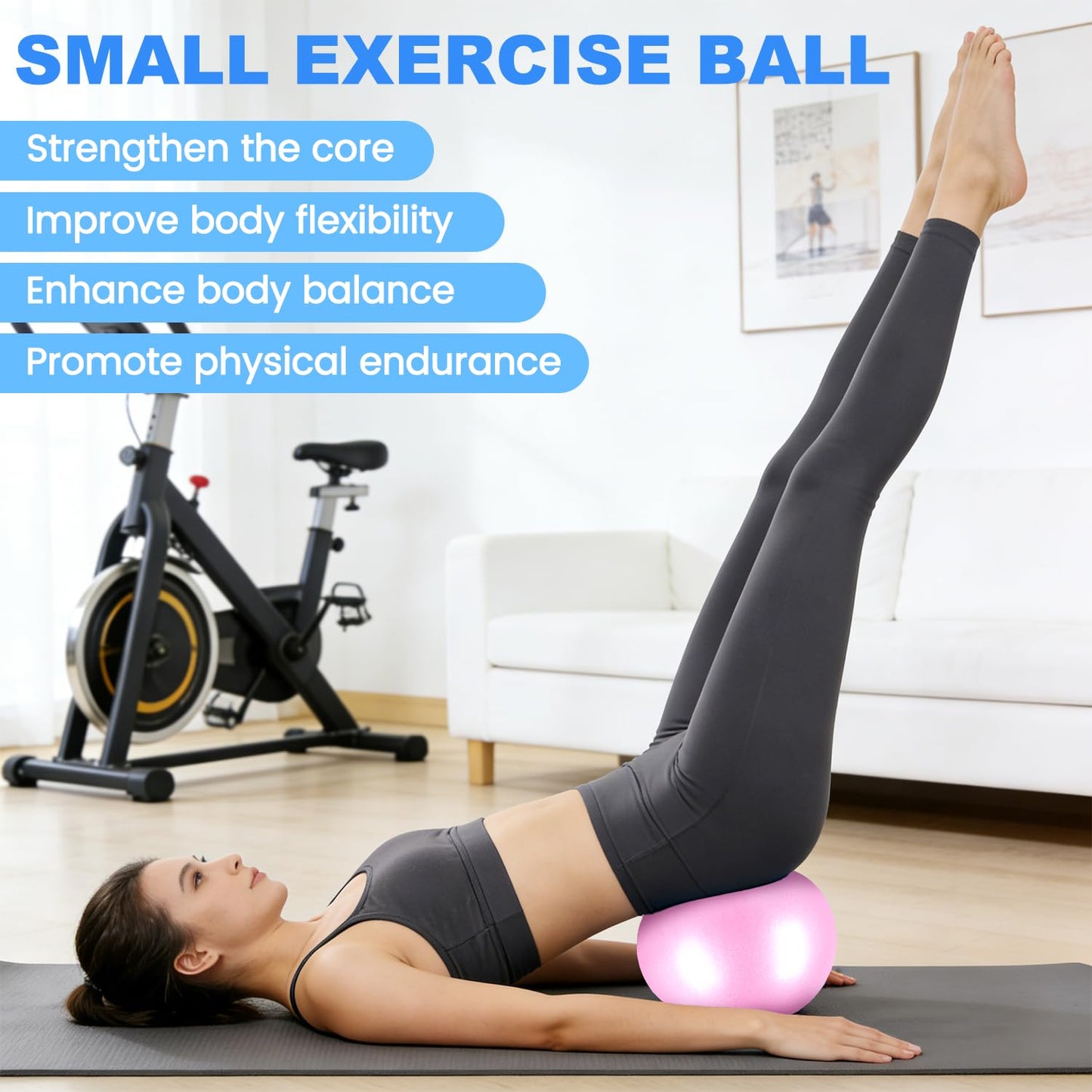ROLYTA 9 Inch Pilates Ball Small Exercise Ball, Workout Ball for Barre, Pilates, Yoga, Stability, Workout, Balance, Fitness at Gym Home Office