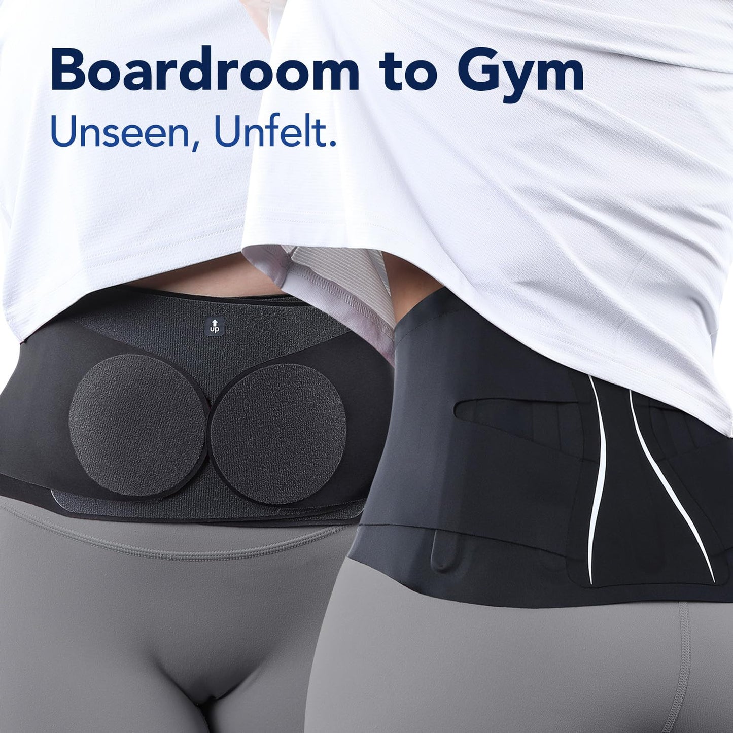 Fitomo 0.5mm Ultra Thin Back Brace for Women Men, Seamless Yoga Fabric for All Day Comfort, Wear under Clothes, Enhanced Lumbar Pad for Lower Back Pain Relief, Sciatica, Posture, Lifting, Black, Size L