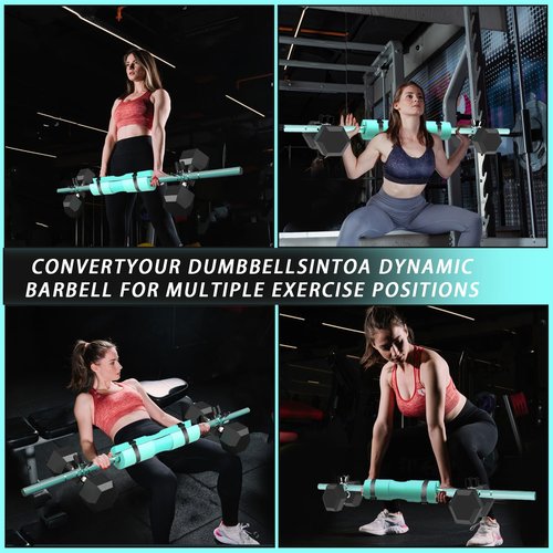 48-Inch Dumbbell to Barbell Converter with Barbell Pad – Supports 132 lbs Max Weight – Premium Aluminum Alloy with Secure Dumbbell Strap – Ideal for Hip Thrusts, Deadlifts & Squats at Home Gym