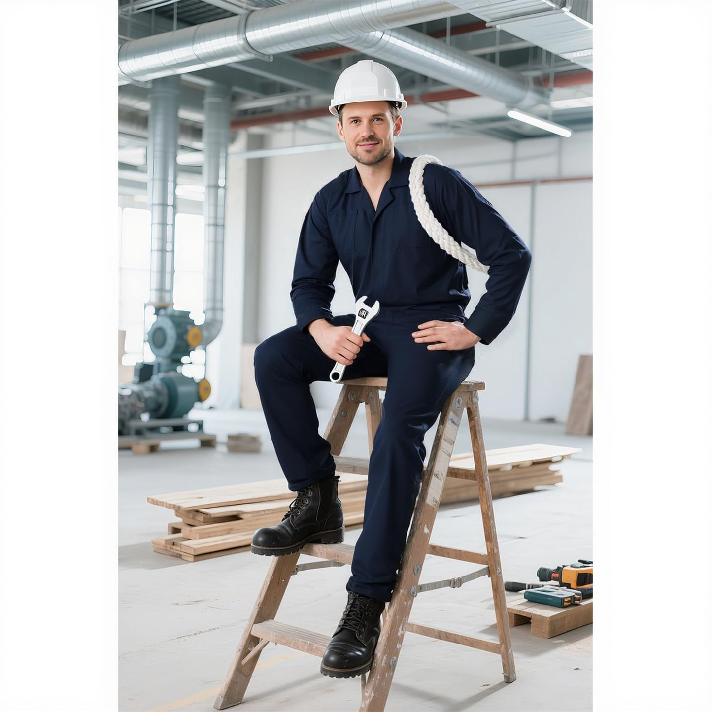 JPXH Blue Adult Jumpsuit Coveralls Halloween Navy Costume for Men