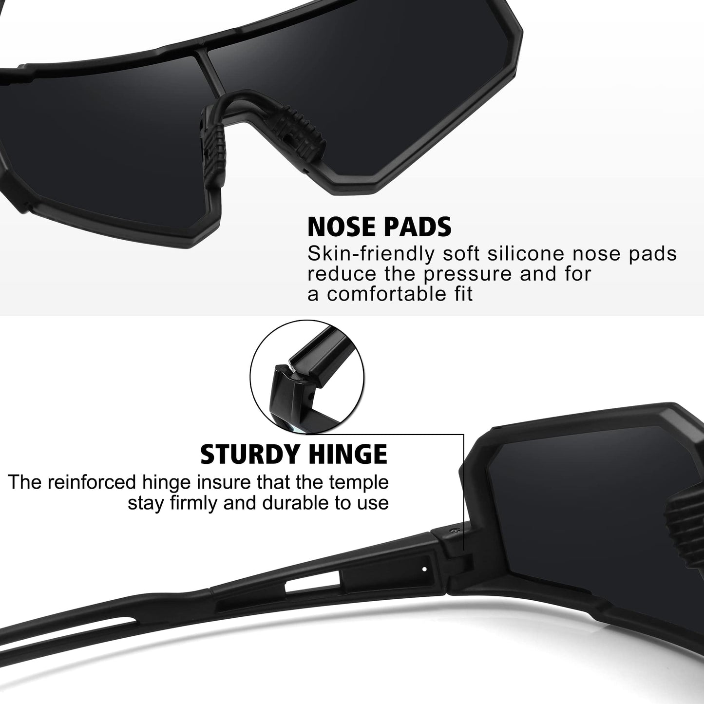 STORYCOAST Sports Running Sunglasses for Men Women Cycling Driving Fishing Bike Sunglasses Polarized UV400 Protection 2Pack Black/Gray+Black/Gray