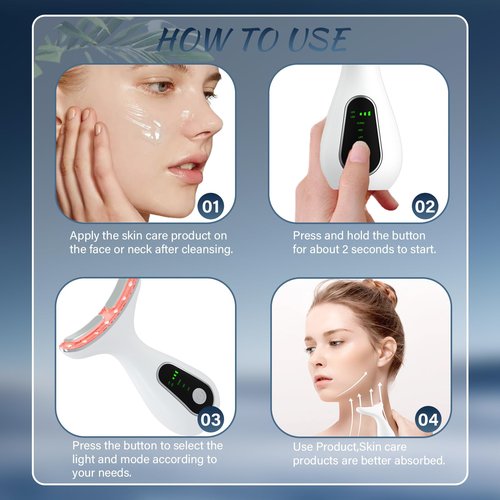 HOTORMER Face Massager Tool, Facial and Neck Massager Beauty 3-in-1 Triple Action Light, Thermal, and Vibration for Skin Care Face Sculpting Tool (White)