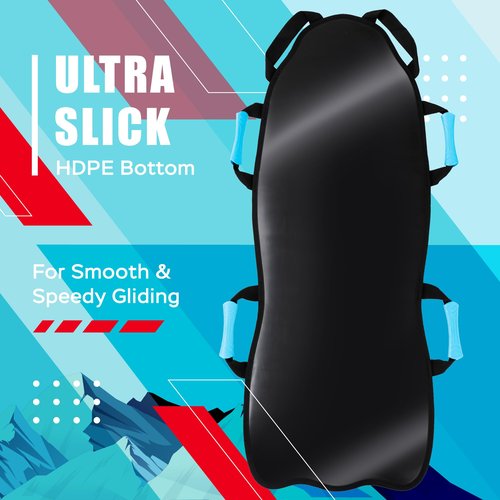 Sunlite Sports 45" Captain Ice Racer Foldable Snow Sled, Fits 2 Children or 1 Adult, Ultra Portable, Durable Sturdy Fabric Stitching, Handles with Steering, Kid's Toddler Toboggan Winter Fun