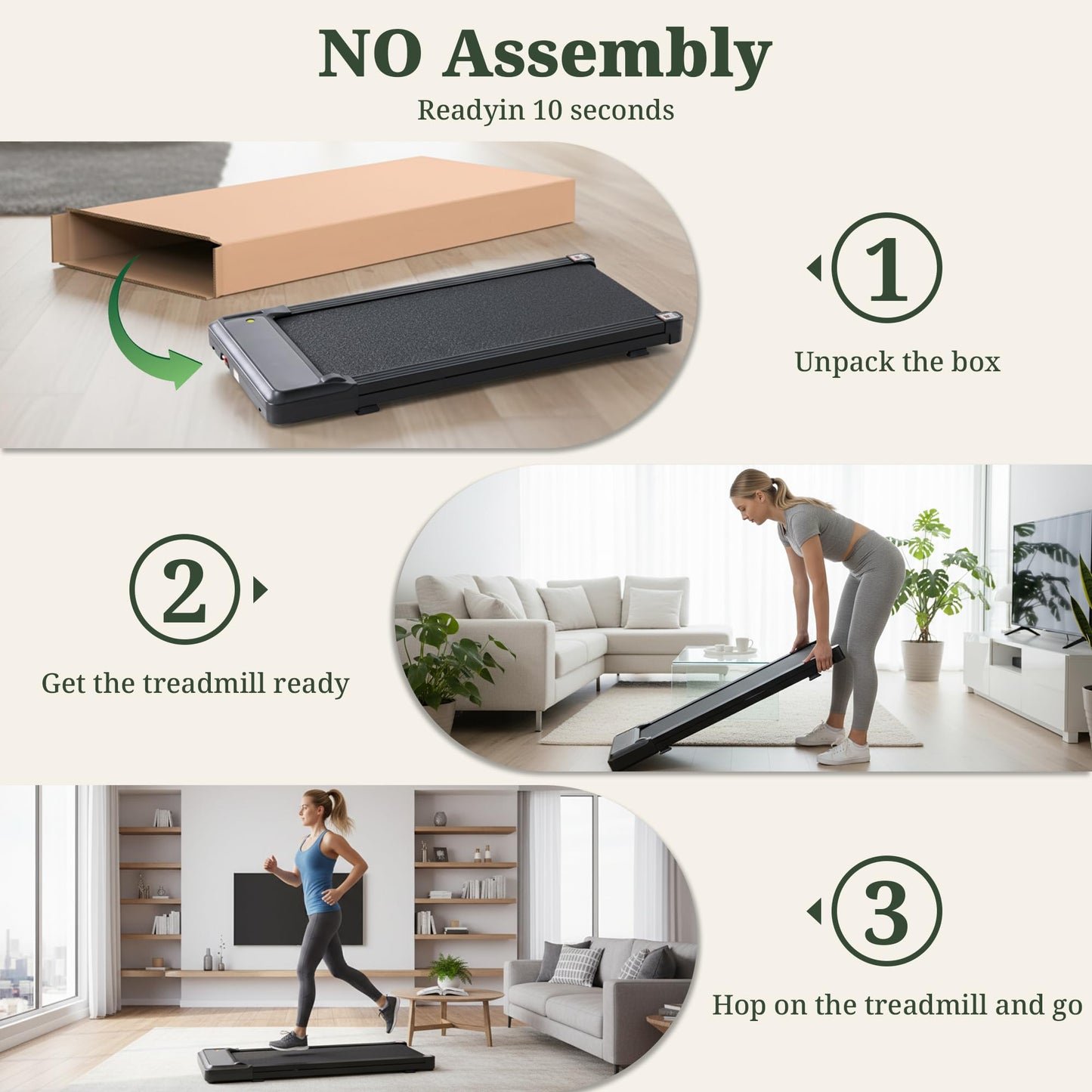 Walking Pad Treadmill, 3 in 1 Portable Under Desk Treadmills for Home Small Space, Quiet Compact Folding Treadmill with Remote Control, 320 LBS Capacity