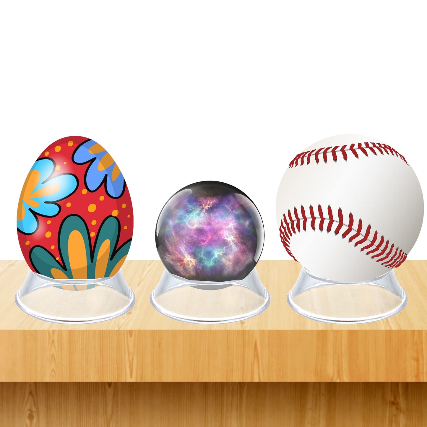 TERDEWE 16 Pack Baseball stand ,Easter Eggs Stand ,Reversible Sphere Stand,Cone Display Stands ,for wooden Egg Spheres,Baseball,Golf Ball,Softball,Transparent Invisible Egg Holder