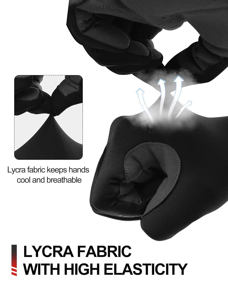 Full-Finger Cycling Gloves with Touchscreen, Reflective Backing - INBIKE Black Large