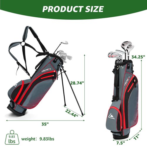 XDriveMax 8 Pieces Complete Unisex Golf Club Set Right/Left Hand for Men Women Includes Stand Bag with Rain Hood, 3# Fairway Wood with Head Covers, 5# Hybrid, 5#, 7#, 9# S# Irons and Putter
