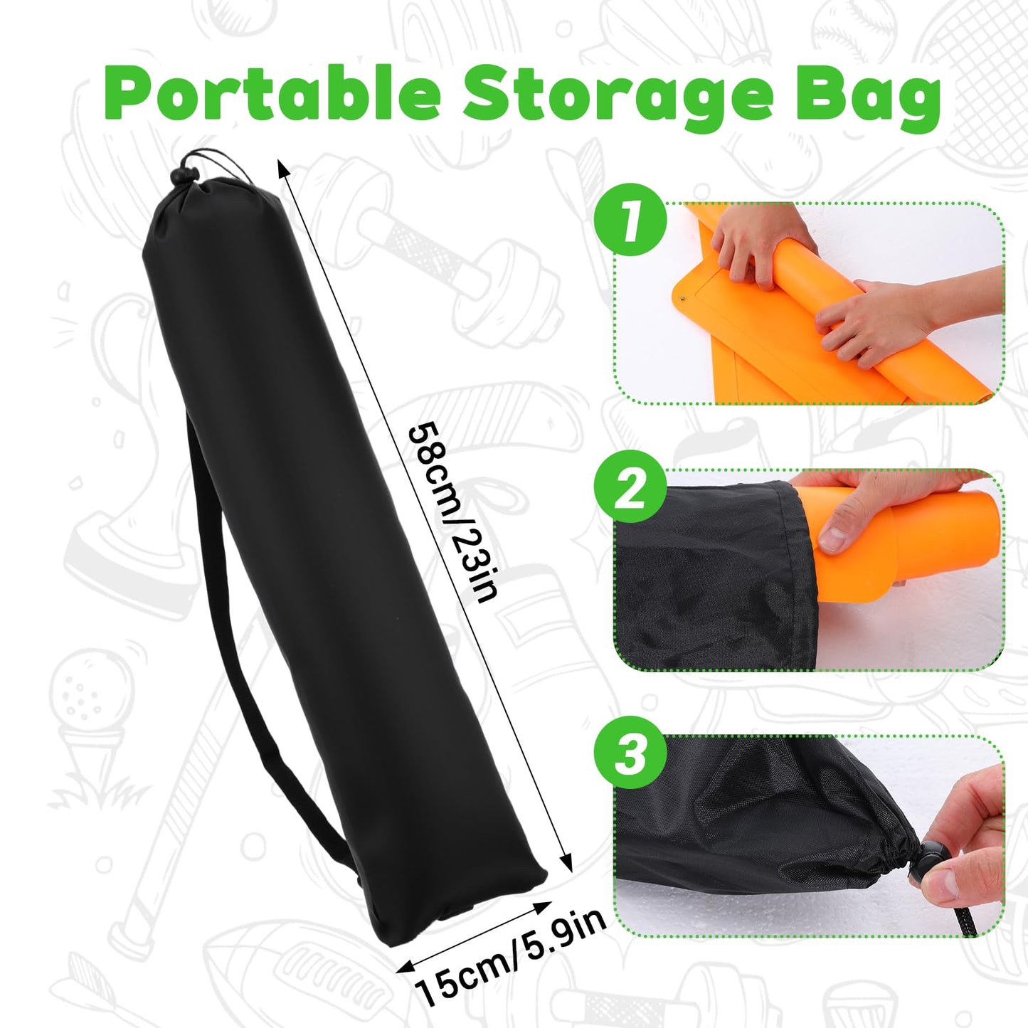 5-Piece Baseball Base Set with Black Carry Bag, Throw Down Baseball Bases, Bases for Kickball - Includes 3 Square, 1 Rectangle, 1 Pentagon Bases(Orange, PVC)
