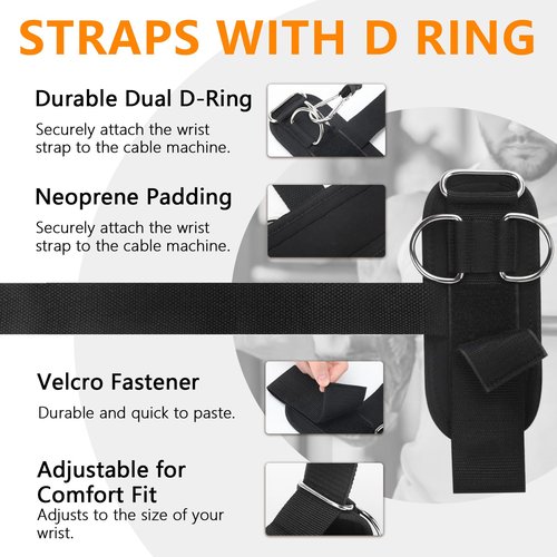 Weight Lifting Straps,Lifting Wrist Straps,Weight Straps,With D-Rings,Wrist Wraps for Weightlifting,for Men and Women for Cable Machines,Deadlifts,Snatches,Pull-Ups