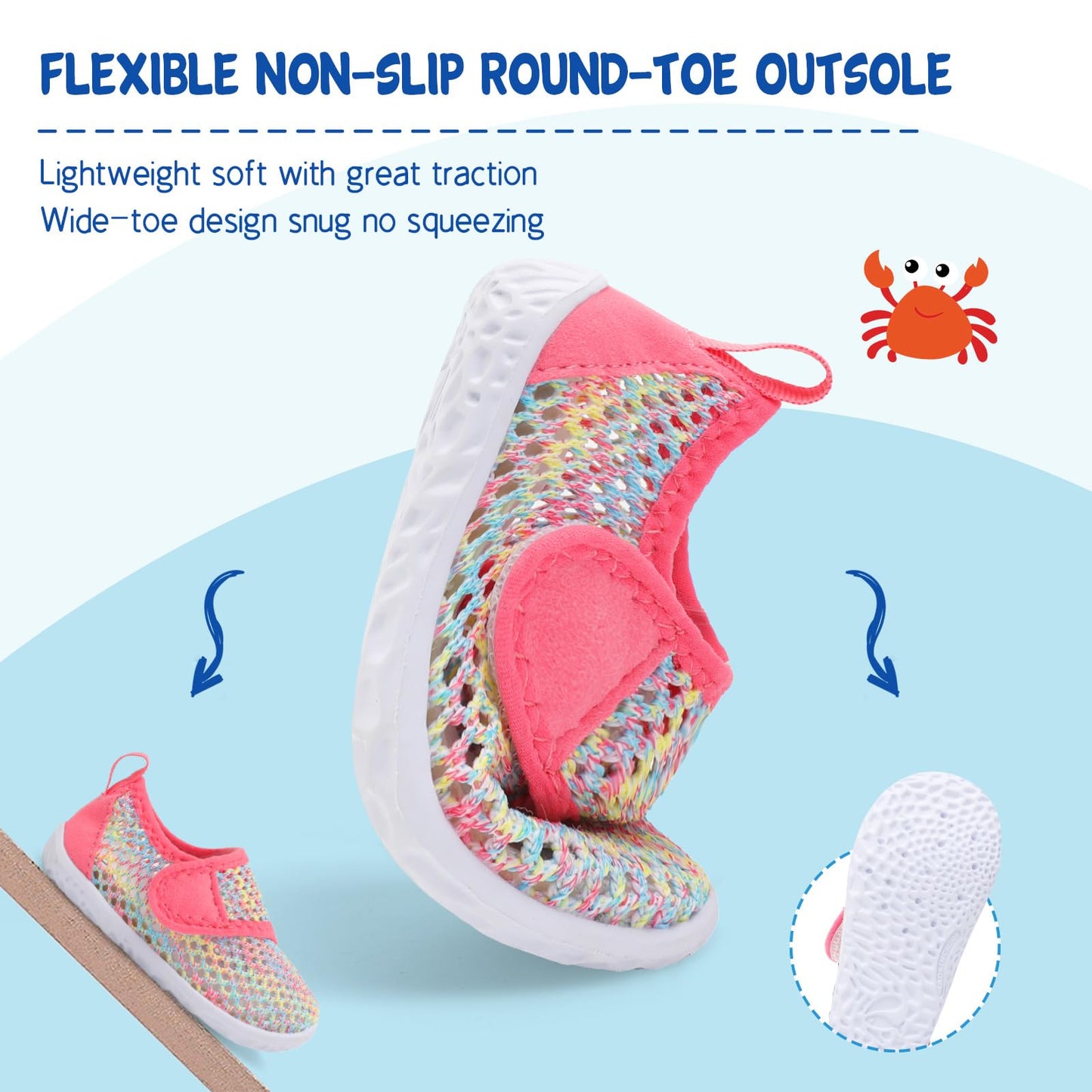 LeIsfIt Kids Water Shoes Toddler Girls Boys Swim Shoes Outdoor Quick-Dry Breathable Aqua Socks for Beach Pool Surf, Colorful, 12 Little Kid