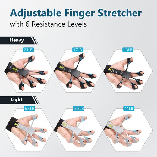 13 PCS Grip Strength Trainer Kit, Hand Gripper Strengthener, Forearm Strengthener, Finger Strengthener, Finger Exerciser, Stress Relief Ball, Forearm Workout Ring for Muscle Building and Injury Recover