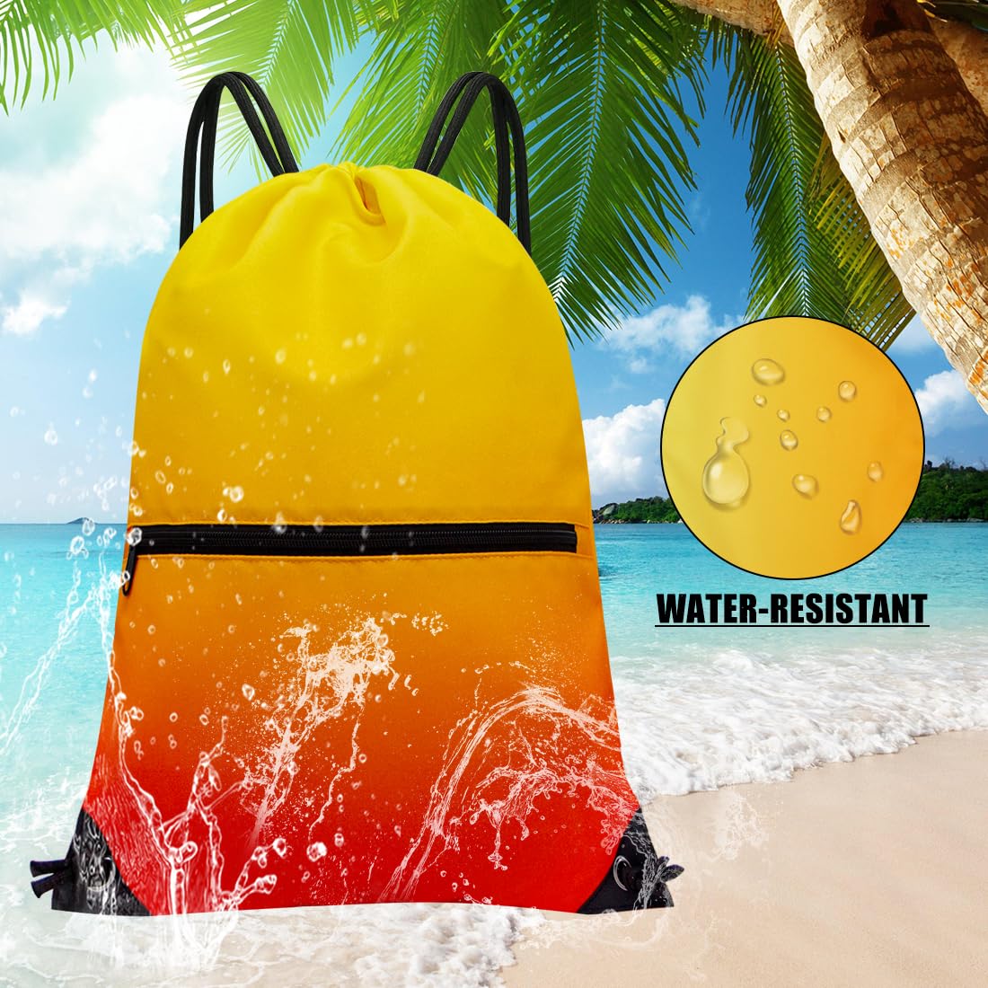 HOLYLUCK Drawstring Backpack Bag Sport Gym Sackpack (gradient orange and yellow)
