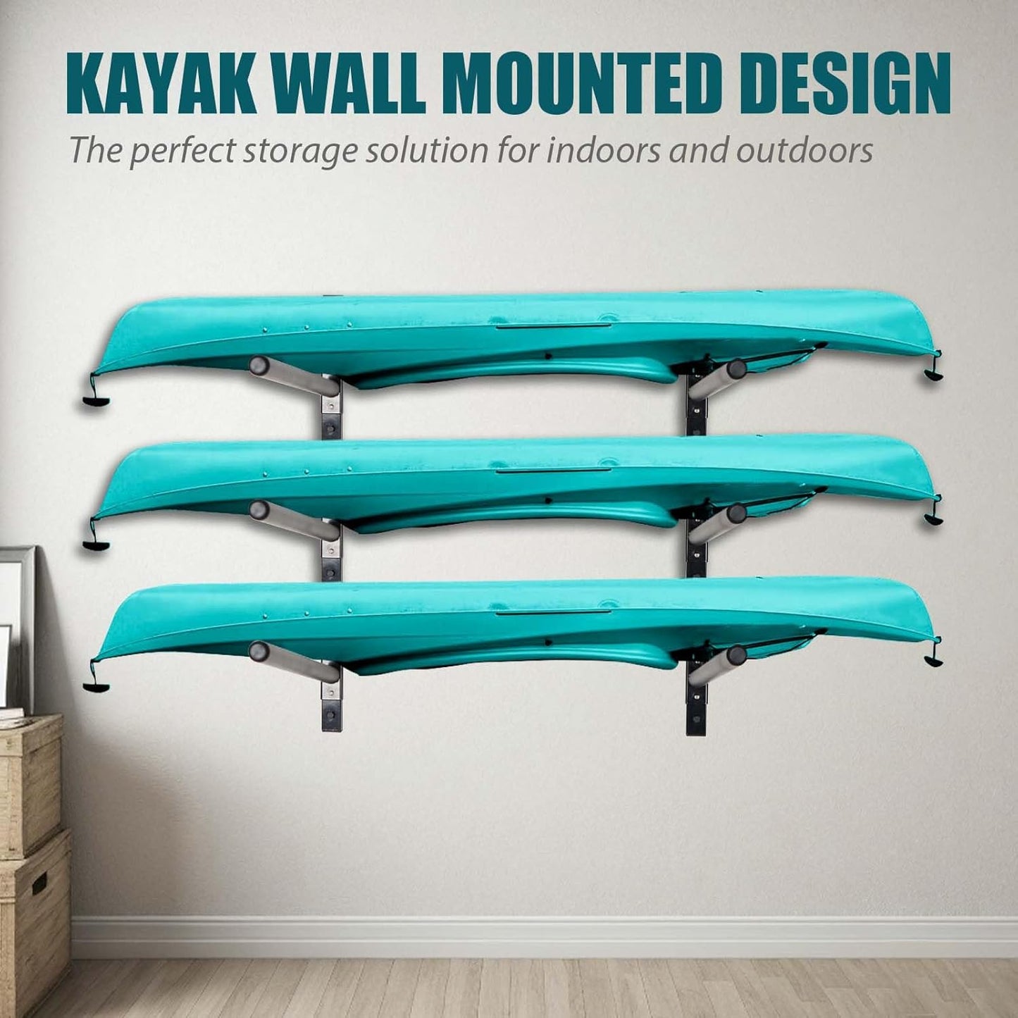 Kayak Storage Rack, Adjustable Wall Mount Kayak Racks for Garage and Outdoor Storage, Heavy Duty Weight Capacity, 2 Level / 3 Level / 4 Level