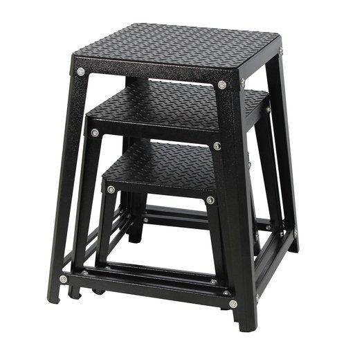 FORJAMINT Plyometric Jump Box Set,12/18/24 Inch Anti-slip Jump Box Exercise,Black Plyo Box,Steel Step Up Box for Workout,Fitness Step Up Box Jumps for Home Gym Training, SX58-B