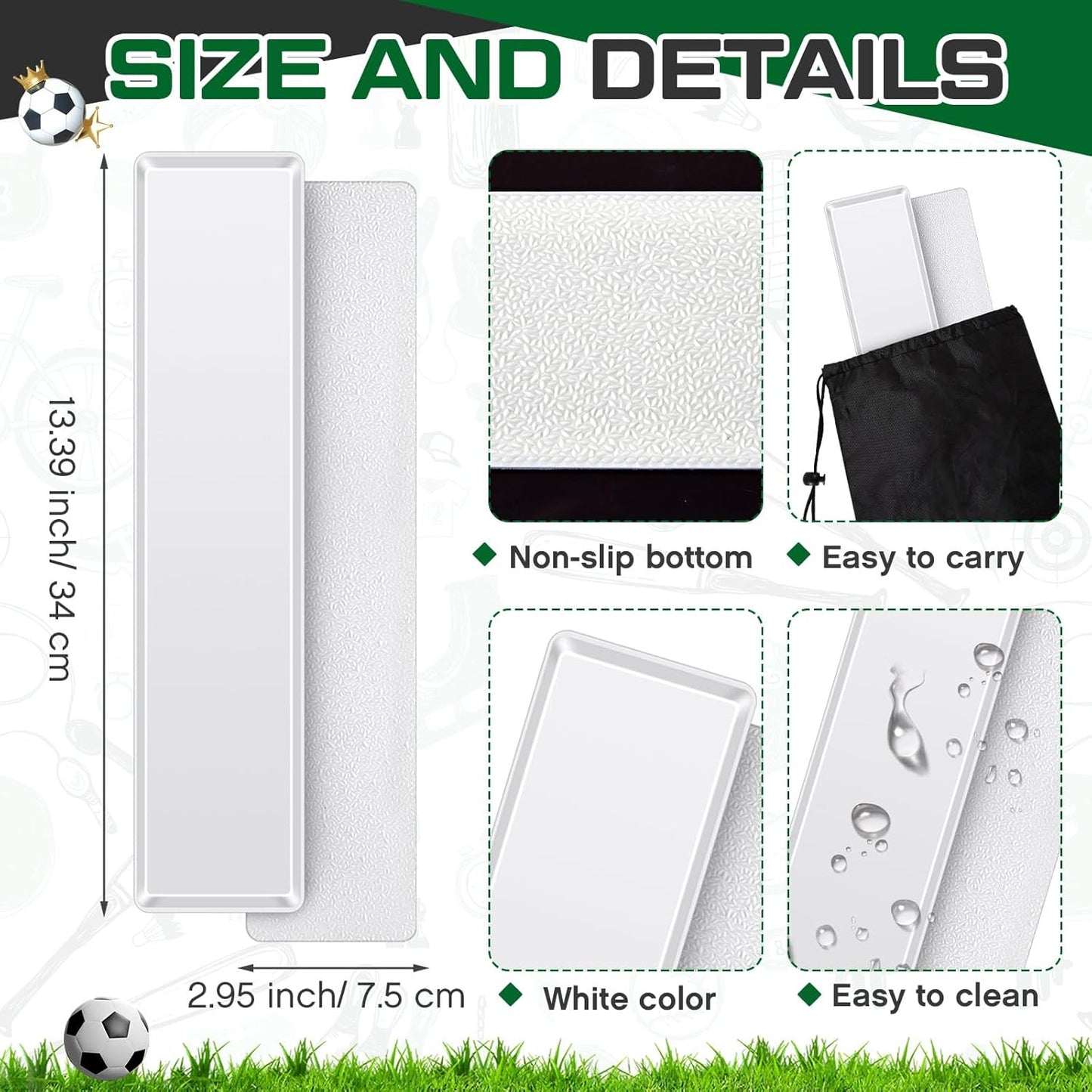 10 Pcs Court Line Marker Kit Flat Rectangular Gym Floor Spot White Boundary Markers Agility Training Accessories for Soccer Basketball Volleyball Badminton Outdoor