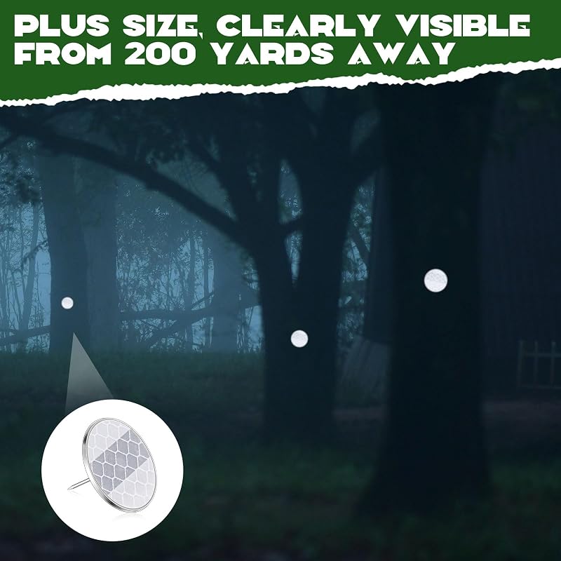 1 Inch Reflective Trail Tacks for Hunting Camping - 50 Pack, Silver