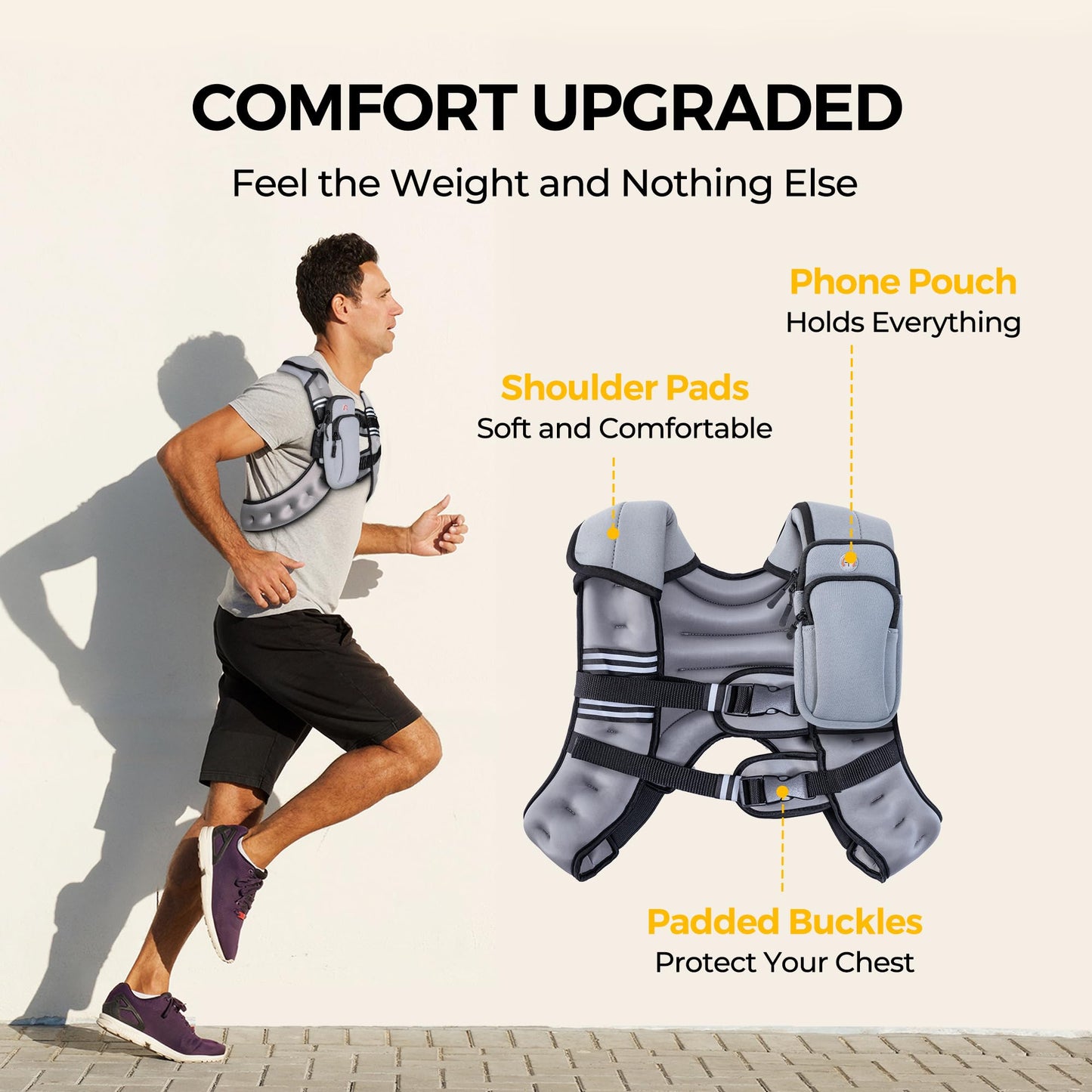PACEARTH Weighted Vest,6lb/8lb/10lb/12lb/16lb/20lb/25lb/30lb Weight Vest with Reflective Stripe, Body Weight Vests for Women, Men, Weight Loss Workout, Strength Training, Running, Walking, Jogging