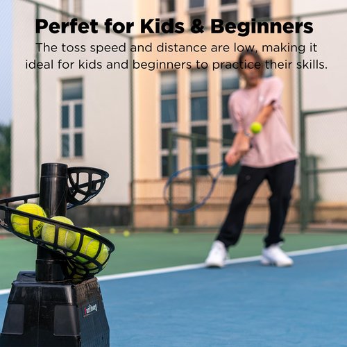 680BH 2 in 1 Baseball & Tennis Ball Launcher Machine, Adjustable Launching Angle, Speed and Interval, Auto Swing Function, Powered by Battery or AC Adapter, Ball Holder Extendable, for Kids