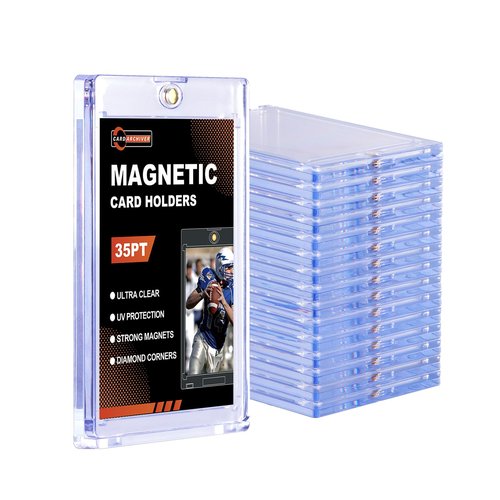 60ct Magnetic Card Holder - 35pt One Touch Card Holder for Sports Cards, Hard Plastic Card Protectors with UV Protection, Card Holders for Standard Trading & Baseball Cards