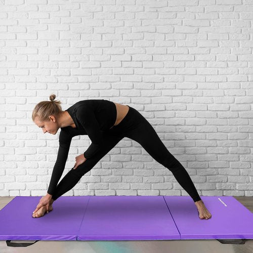 BalanceFrom Folding Gymnastics Mat Home Gym Floor Tumbling Equipment, Purple