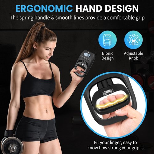 TIPRE 396lbs/180kg Grip Strength Tester, Hand grip Dynamometer, Digital Grip Strength Tester with LCD Display, Adjustable Hand Grip Training Gauge, Hand Exercisers for Sports Home School Use - Black