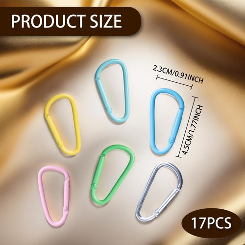 WTYONZEL 17 Pcs Colorful Cute Carabiners Keychain Clip,D Spring Clip Aluminum Hook Accessories Snap Link Key Chain Ring Hook