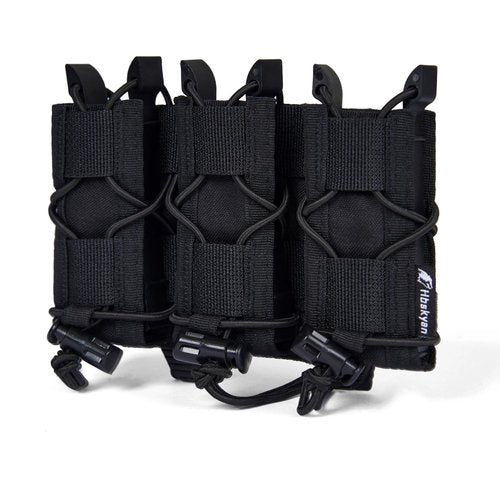 Triple Molle Tactical Pouch G Magazine Holder 9mm Mag Pouch,3 Magazine Holster for 9mm/.40 Calibers 45acp,Open-Top Magazine Pouches for Response Compatible Molle Belts (BLK)