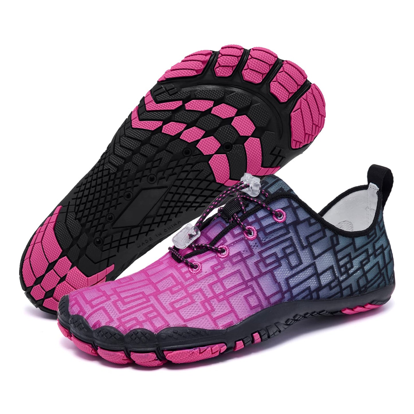 Racqua Swim Shoes Quick Dry Barefoot Water Aqua Sport Beach Surf Pool Hiking Diving Walking for Women Gradient Rose/Black 10.5