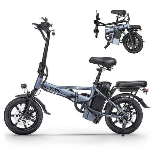 NAVIC Electric Bike for Adults, 750W Peak Folding Ebike, 14" Adults Electric Bicycles with 499.2Wh Removable Battery, 22Mph Max Speed, 40Miles Range, Multi-Shock Absorption, Commuting Mini EBikes