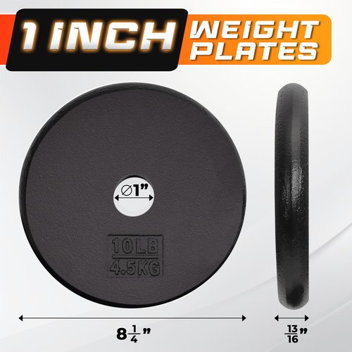 Yes4All 1-inch Cast Iron Weight Plates for Dumbbells – Standard Weight Plates (Combo 10lb x 4pcs)