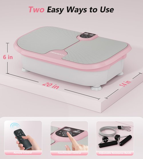 FEIERDUN Vibration Plate Exercise Machine, Vibration Plate for Lymphatic Drainage & Pain Relief, Power Plate with Resistance Bands for Fitness, Weight Loss & Recovery