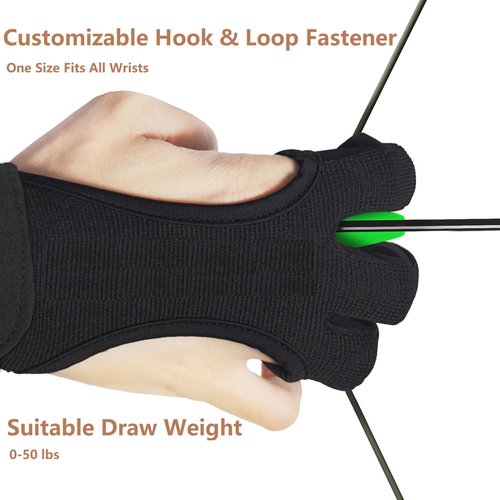 Archery Gloves for Shooting, Hunting, Leather Three-Finger Protector for Youth & Adult Beginners
