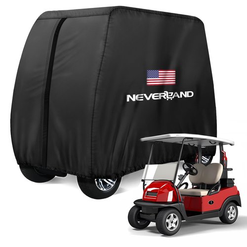 NEVERLAND Golf Cart Cover 4 Passenger - 420D Waterproof Golf Cart Covers Extended Roof Compatible with EZ GO Club Car Yamaha Golf Carts, Outdoor Dustproof 4 Seat Club Car Cover (Up to 112 Inch)