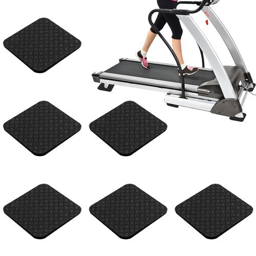 6 Pack Treadmill Mat for Hardwood Floors - 4x4 Inch Anti-Vibration Silicone Pads for Gym Equipment, Exercise Machines - Protect Floors, Reduce Noise & Scratches (Elliptical, Rower, Bike)