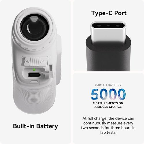 Gogogo Sport Vpro ZeroIn Lite Rechargeable Golf Rangefinder with Slope and Magnet 1400 Yards White Range Finder for Disc Golf