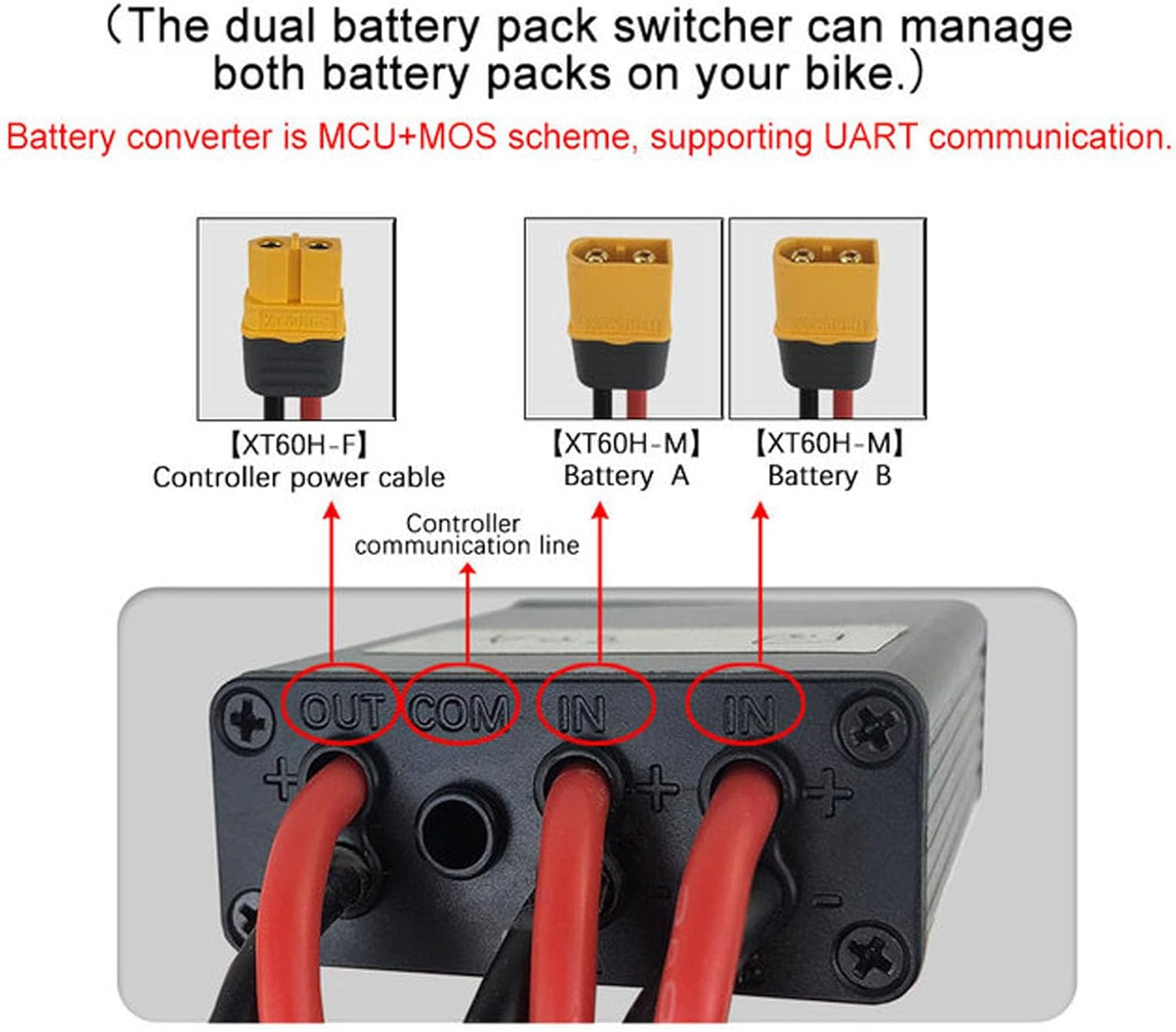 24-72V Double Battery Discharge Converter, 30A Double Battery Balancer with Aluminum Alloy for Electric Cycle