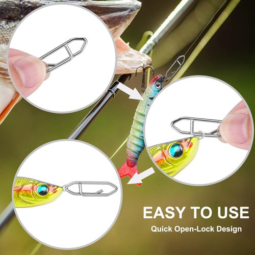 Kiqeres 125 Pcs Fishing Power Speed Clips (S:75, M:25, L:15, XL:10), High Strength Stainless Steel Speed Clip for Fishing Lure Quick Change, Freshwater Saltwater Lure Connector Tackle (Silver)
