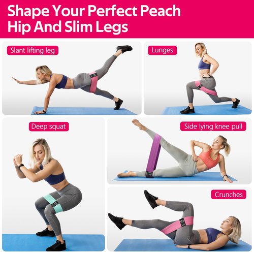 WALITO Resistance Bands for Working Out, Fabric Exercise Bands for Legs and Butt, Workout Bands for Women and Men, Booty Band for Yoga Starter Set, Pilates, Rehab, Fitness and Home Workout