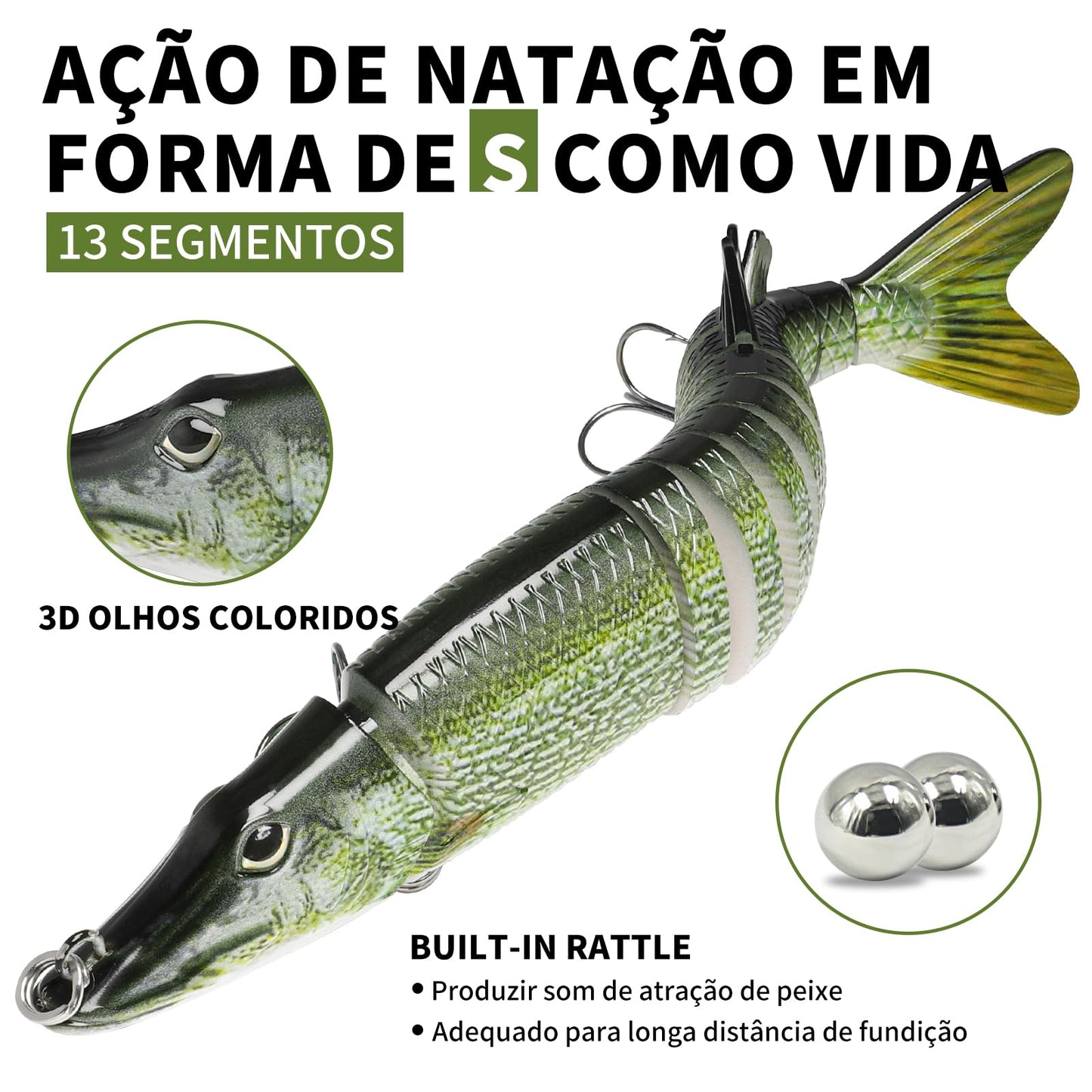 TRUSCEND Swimmax Easy Catch Fishing Lures with BKK Hooks, Wiggling, Vibrating, Rattling and Gurgling for More Bite, Heavy-Duty Dyneema Fiber Jointed Swimbaits for Bass, Trout, Walleye, Crappie, Pike