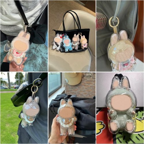 Protective Case Compatible for labubu , Plastic Clear Cover for Plush Figure Doll, Storage Transparent PVC Bag ,Display Bag Display Case for Fan Collection ,Accessories (No Doll, Standing)