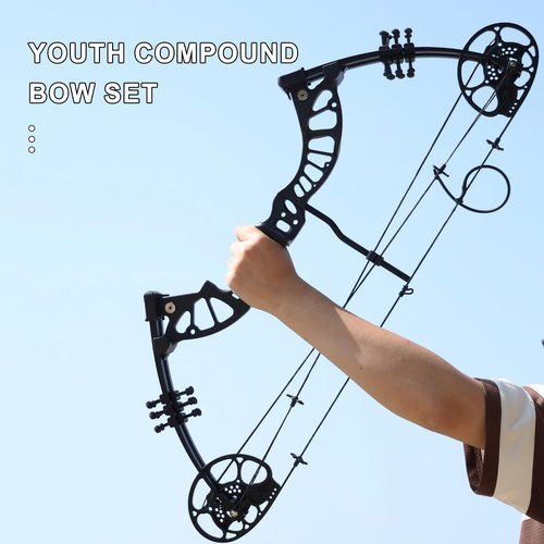 MOYJ Kid Compound Bow and Arrow Set Archery Shooting Practice Outdoor Party Complete Set Adjustable LBS Youth and Beginner 15-45LBS Draw Weight Adjustable (Black)