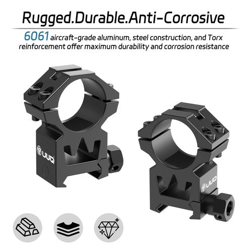 UUQ 1'' Scope Rings，2 Pieces High Profile 1-Inch Scope Mount Rings, 2-Pack for for Picatinny Rails