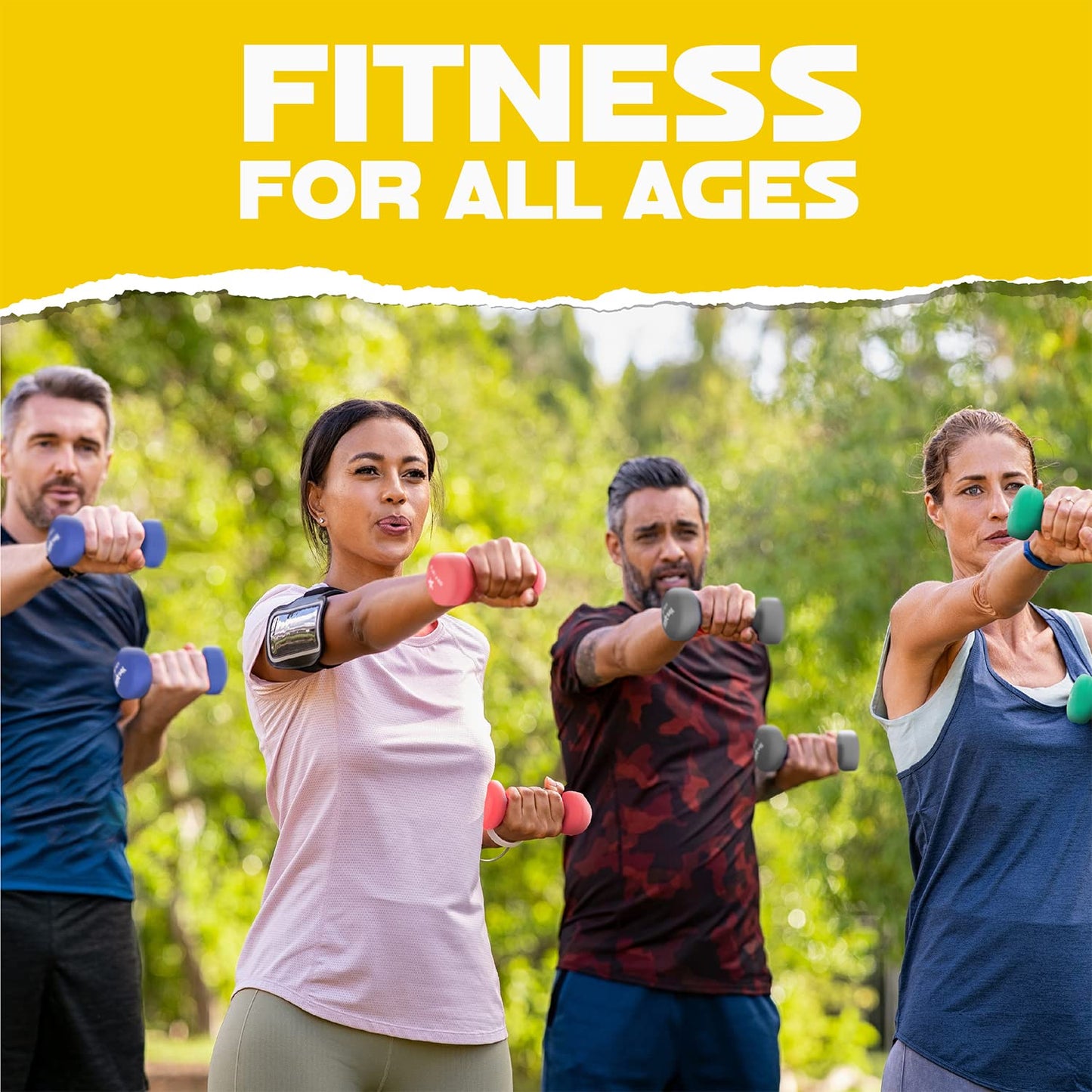 Yes4All Neoprene Coated Dumbbell Hand Weight Sets of 2 - Multiple Weight Options with 15 Colors, Anti-roll, Anti-Slip, Hexagon Shape, Yellow, 4 lb Pair