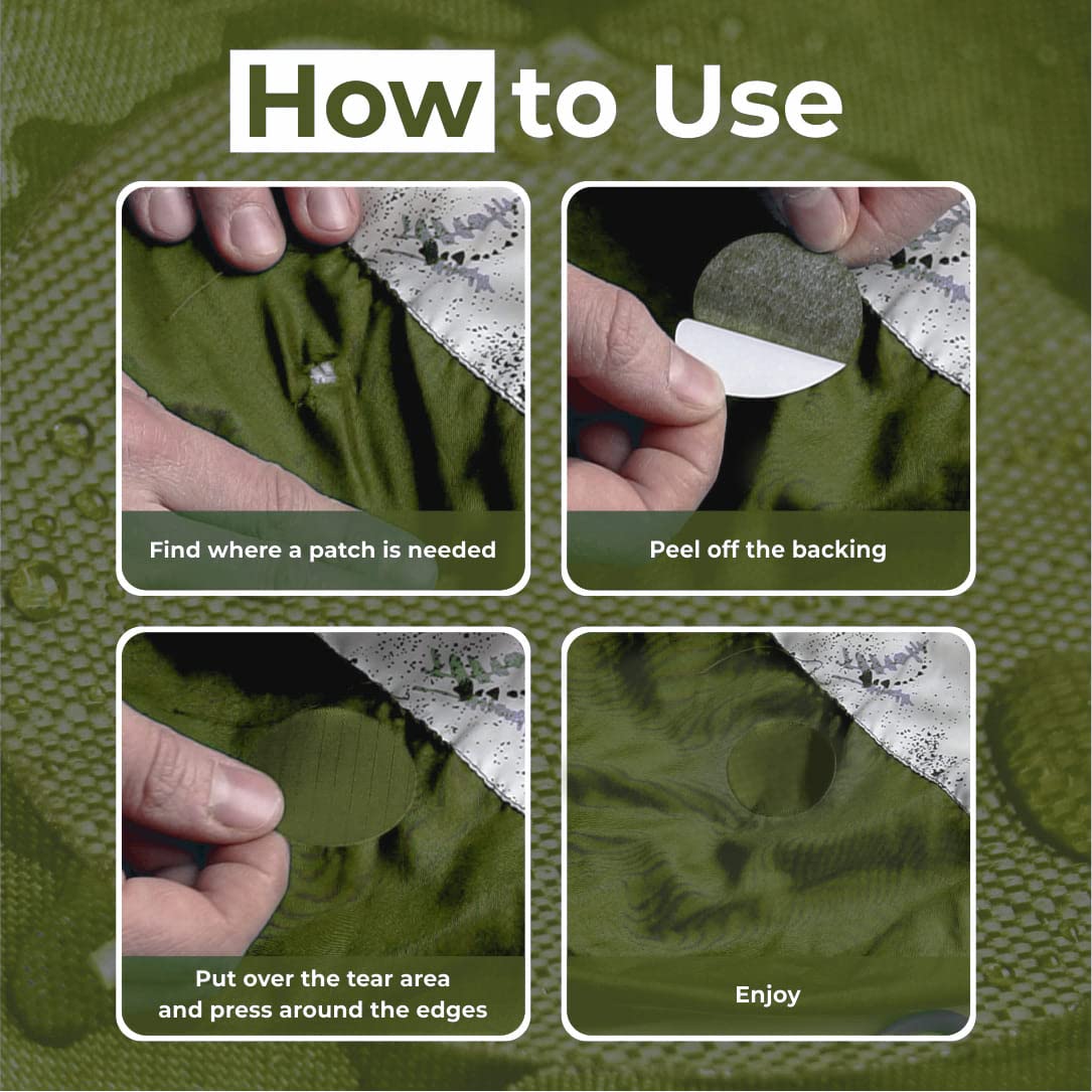 Stick-On Repair Patches for Down Jackets, Tents, 11 Pcs, Olive