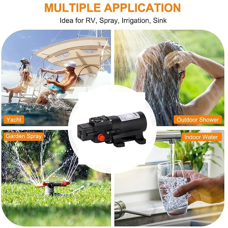 12V DC Water Pump 1.2 GPM Diaphragm Pump for RV Marine Boat Garden