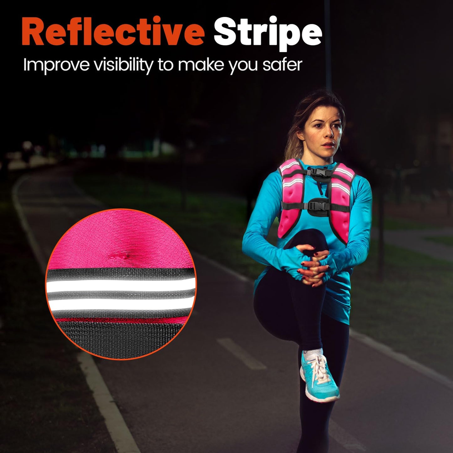 Poudee Weighted Vest, 12LB Weight Vest for Men Women, Body Weight Vests Adjustable with Reflective Stripe for Strength Training, Running, Training Workout, Jogging, Walking - 12LB, PINK