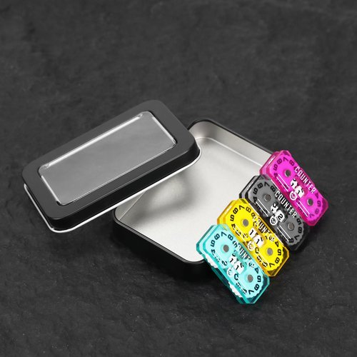FIGURESLAB 4Pcs MTG Life Counter Twin Digits with Metal Box, Tracker Life Counter for Board Games, Compatible with Magic The gatering Accessories RPG D&D CCG TCG Tabletop Board Games